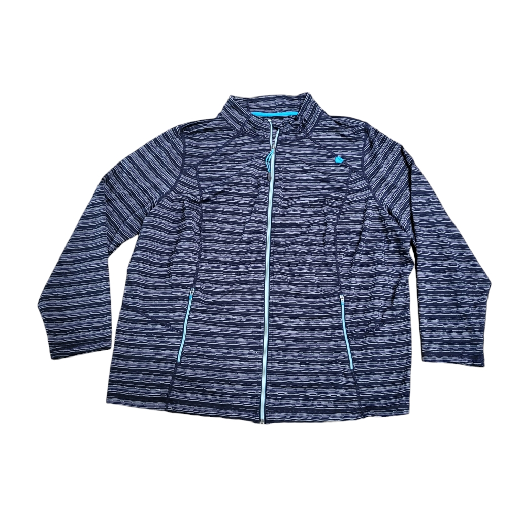 Avenue Jacket Womens Plus 2224 Blue Stretch Zip Up Athletic Casual Jacket